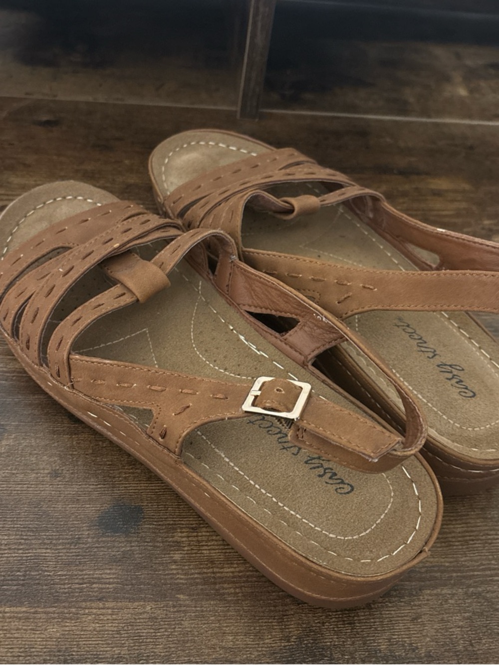 easy street Brown Cutout Slingback Sandals